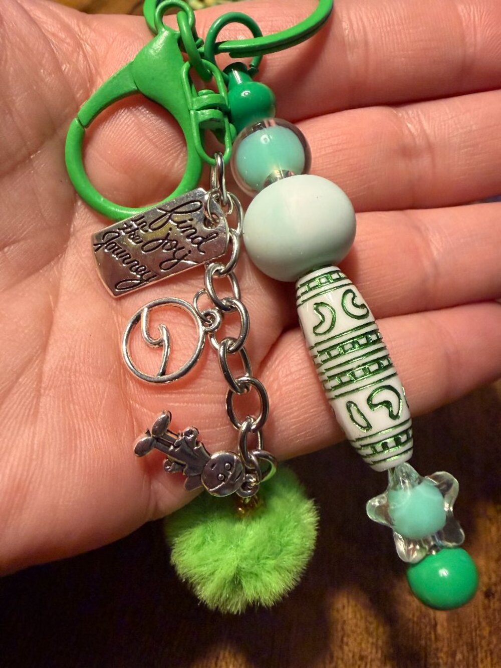 💚 Mint Green Multi-Charm Statement Keychain: "Enjoy the Journey" Travel Tag